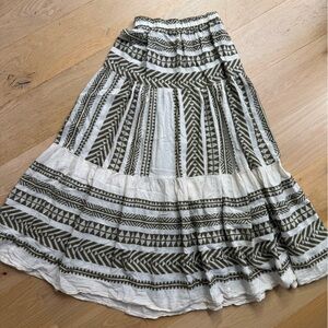 Green and White Patterned Women's Skirt